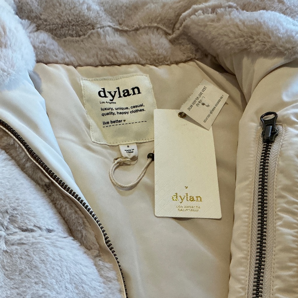 NWT Dylan Los Angeles Faux Fur Zip Up Jacket Ecru Color Size S - Picture 6 of 13